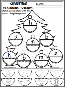 Christmas Ornament Beginning Sounds Cut and Paste - Made By Teachers