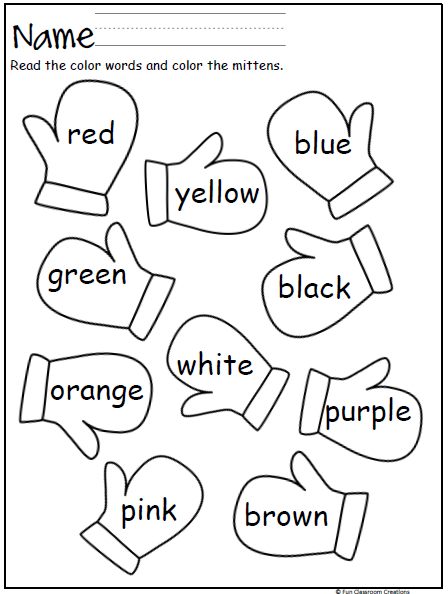Mitten Color Words Freebie | Made By Teachers