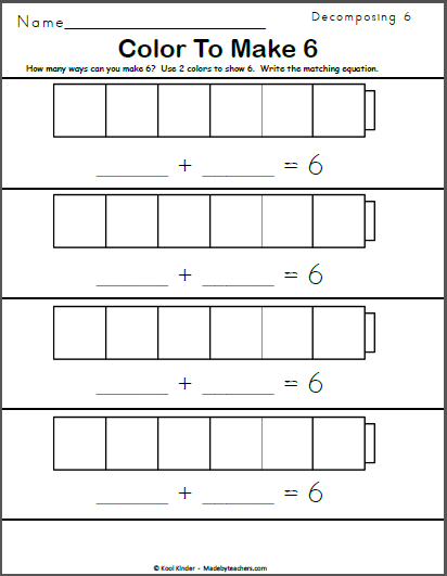 Color to Make 6 | Made By Teachers