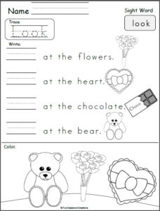 Valentine's Day Sight Word Printable - Look - Made By Teachers