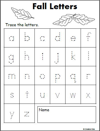 Free Lowercase Letter Tracing - Fall | Made By Teachers