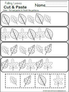 Free Pattern Worksheet for Kindergarten - Fall Leaves - Made By Teachers
