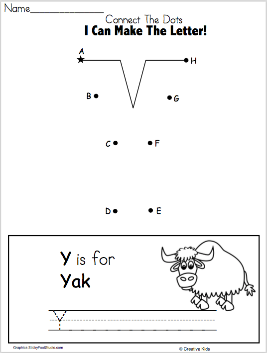 Letter Y Writing Worksheet and Dot to Dot - Made By Teachers