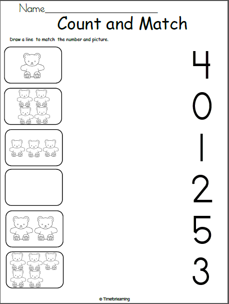 Free Count and Match Bears 0 to 5 | Made By Teachers