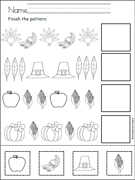 Thanksgiving Patterns Cut and Paste | Made By Teachers
