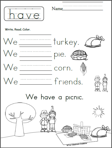 Free Thanksgiving Writing Worksheet (have) - Made By Teachers