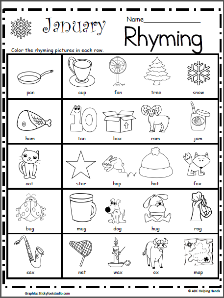 rhyming worksheet for january made by teachers