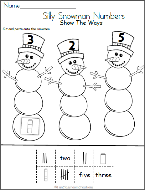 Kindergarten Worksheet Snowman Number Order
