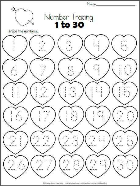 Valentine #39 s Day Math Write Numbers 1 20 Madebyteachers