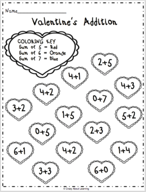 Valentine's Day Color By Sum Worksheet - Made By Teachers