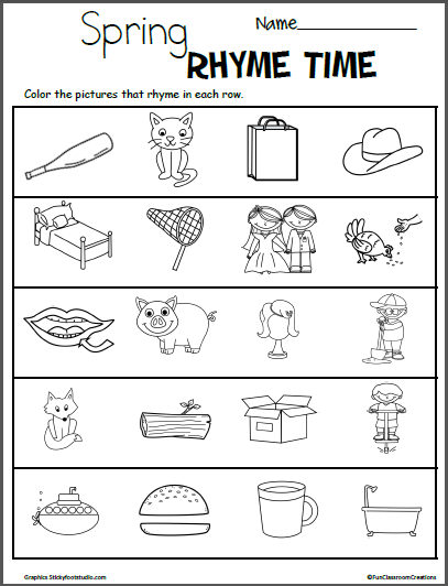 Spring Color the Rhymes Worksheets | Made By Teachers