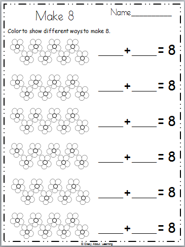 Free Math Worksheet - Color to Make 8 | Made By Teachers
