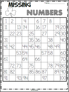 write the missing numbers 100s chart made by teachers