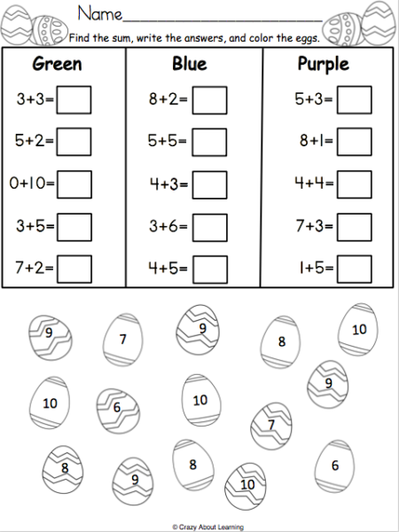 Free Easter Addition Worksheet - Made By Teachers