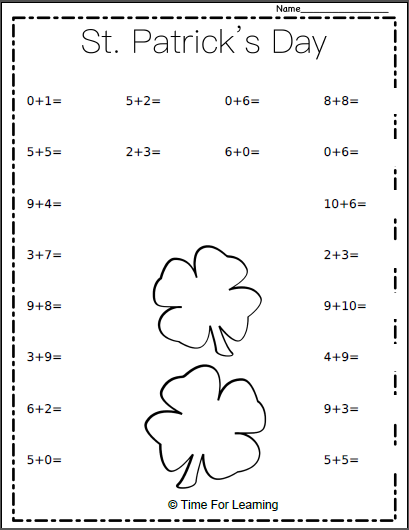 St Patrick s Day Free Math Worksheet Made By Teachers