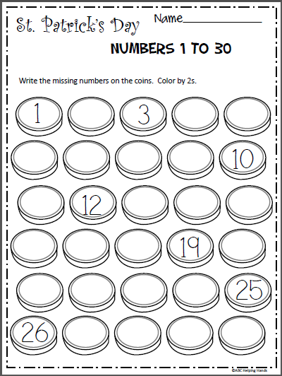 Free St. Patrick's Day Number Worksheet