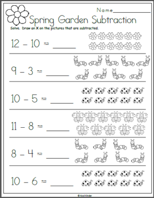 Spring Subtraction Worksheet for Kindergarten | Made By Teachers
