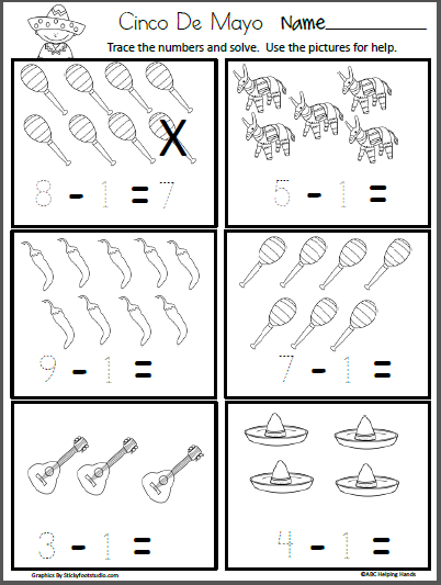 Free Cinco De Mayo Subtraction Worksheet For Kindergarten | Made By Teachers