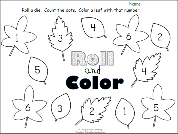 Free Fall Leaves Roll And Color Numbers Worksheet Made By Teachers Free Fall Leaves Roll And Color Numbers Worksheet Made By Teachers