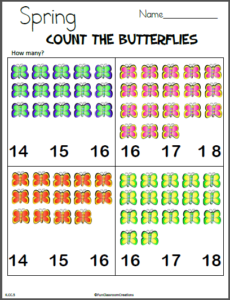 count the butterflies math worksheet 2 free worksheets made by teachers