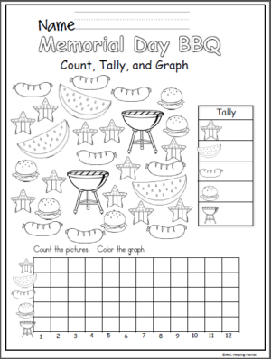 memorial day bbq math graph and writing worksheets 4