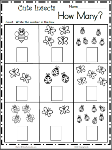 Count the Cute Insects - Free Math Worksheet for K - Made By Teachers