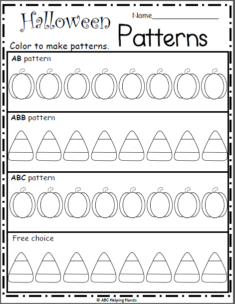 Free Kindergarten Halloween Patterns Worksheet ...