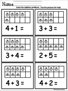 Free Kindergarten Math Addition Worksheet for Winter - Made By Teachers