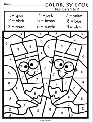 Color By Code Worksheets - Numbers 1 to 9 - Made By Teachers
