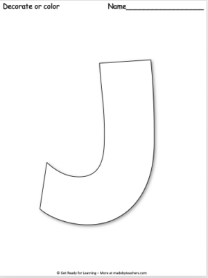 Free Giant Letter J Worksheet - Color It | Made By Teachers