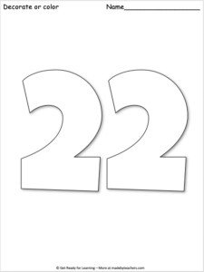 Giant Number 22 Coloring Page | Made By Teachers
