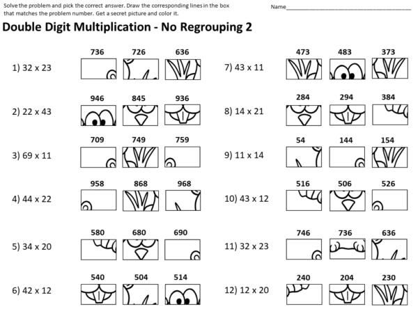 Double Digit Multiplication Grid Drawing Math Worksheets - Made By Teachers