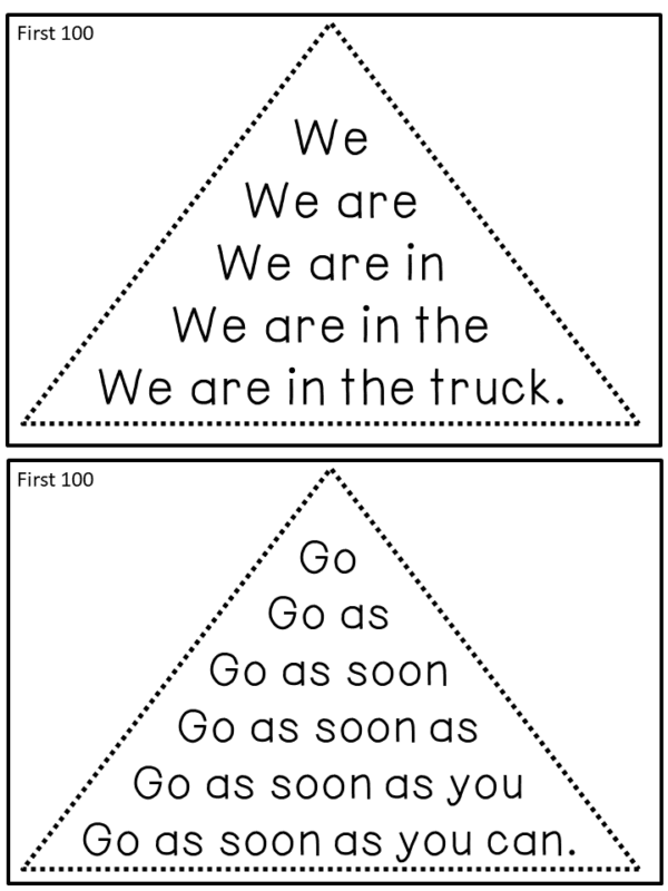 Reading Fluency Passages - Fluency Triangles® Fry First 100 Sight Word ...