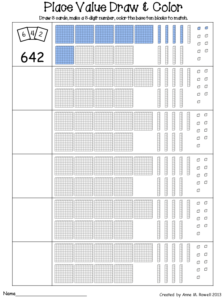 place value draw and color worksheets made by teachers