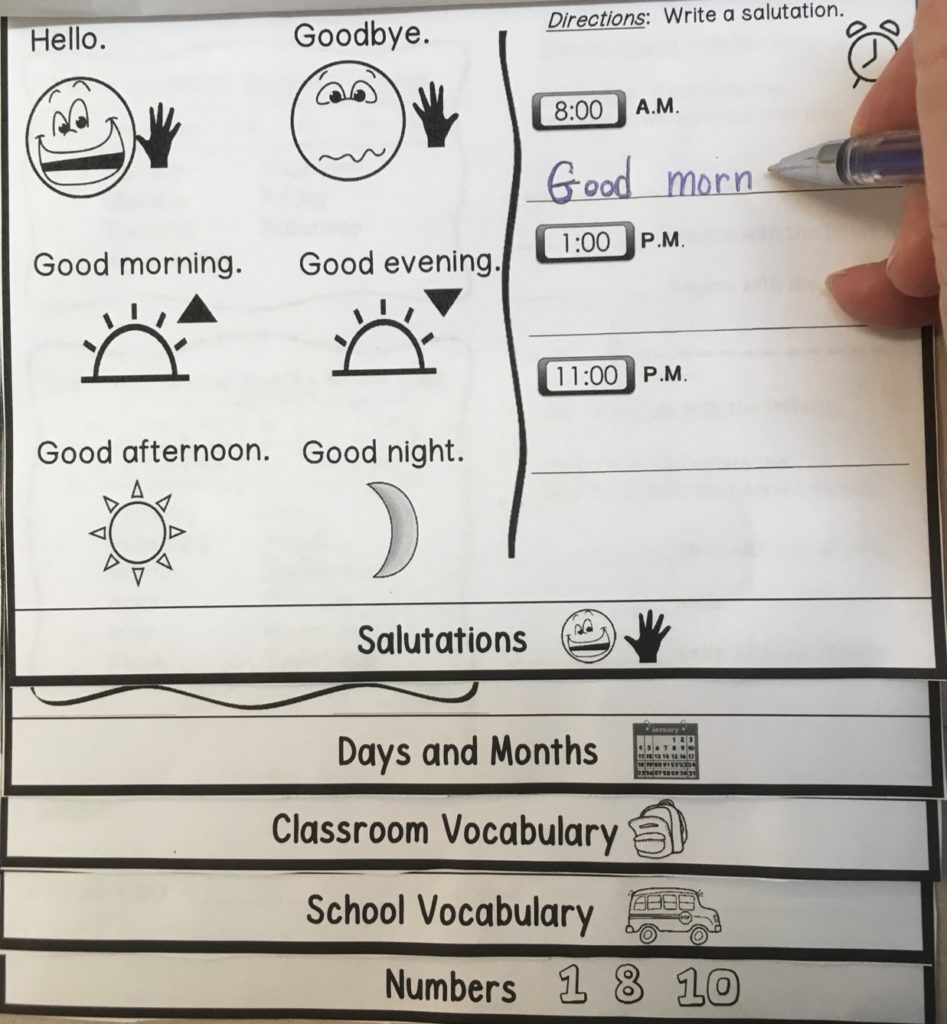 ESL ESL Beginners My First Days of English Flip Book Made