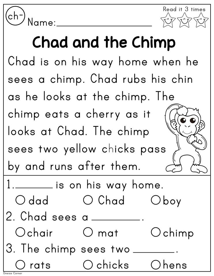 Digraph CH Reading Comprehension Passage Made By Teachers