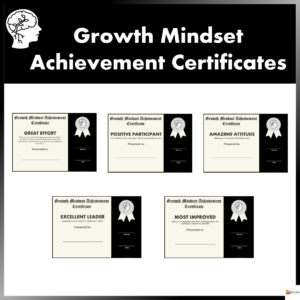 Growth Mindset Achievement Certificates For Kids Black Edition Printable
