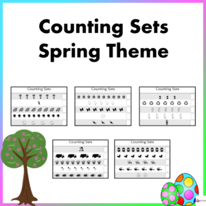 Counting Sets Practice Sheets Spring Theme