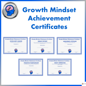 Growth Mindset Achievement Certificates For Teens Printable