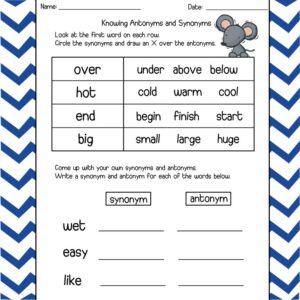 Antonyms & Synonyms Worksheets - Madebyteachers
