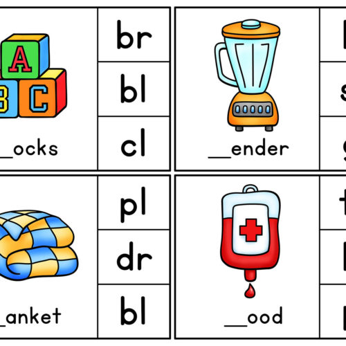 consonant blends clip it cards l r s blends made by teachers