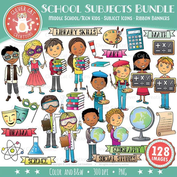 School Subjects Clip Art - Kids - Made By Teachers