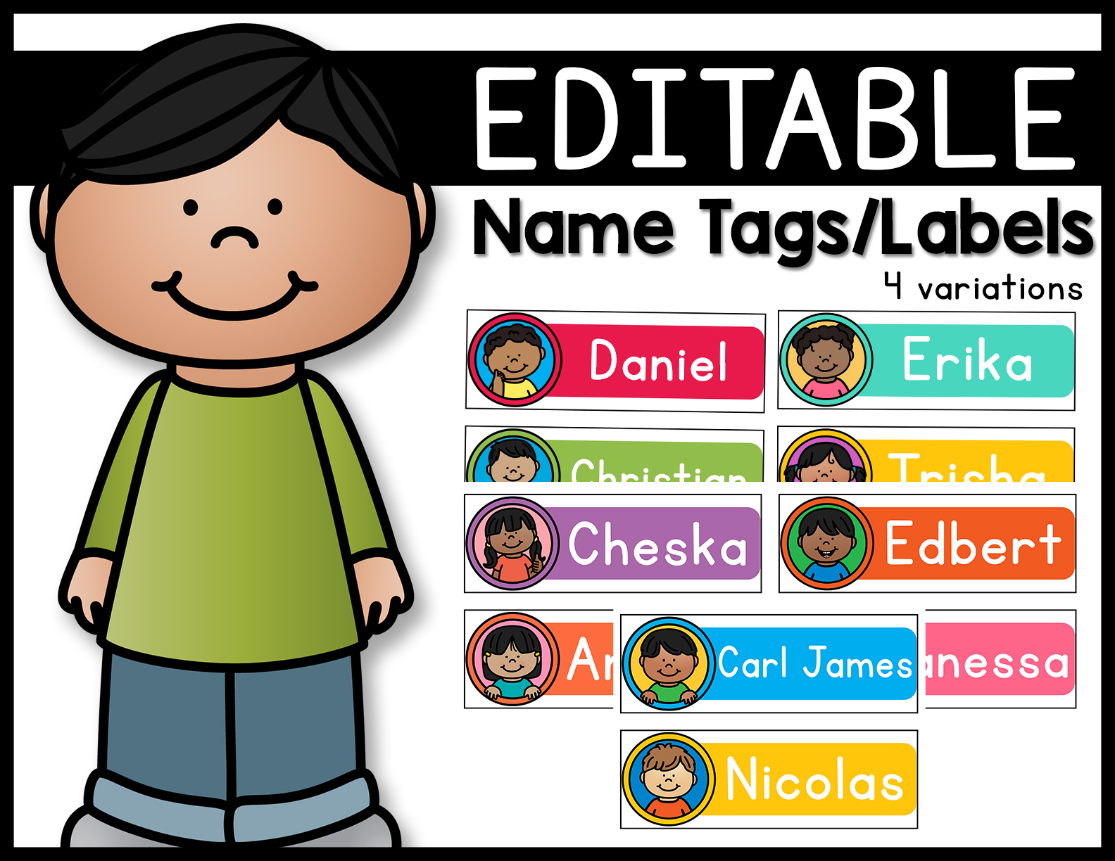 Editable Name Tags Labels Kids Theme Made By Teachers