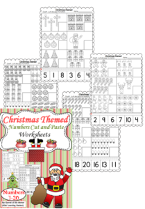 Christmas Themed Numbers Cut and Paste Worksheets (1-20) - Made By Teachers
