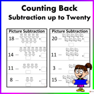 Picture Subtraction Counting Back Worksheets