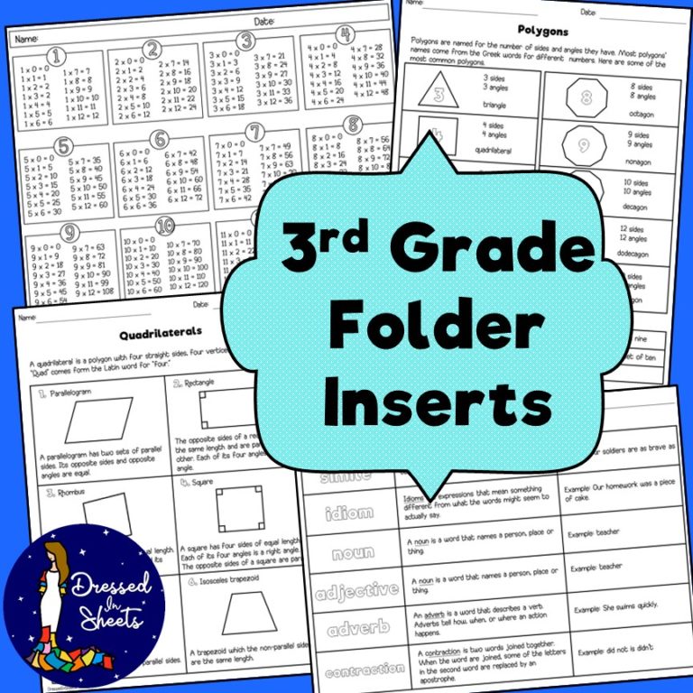 3rd Grade Folder Inserts - Made By Teachers
