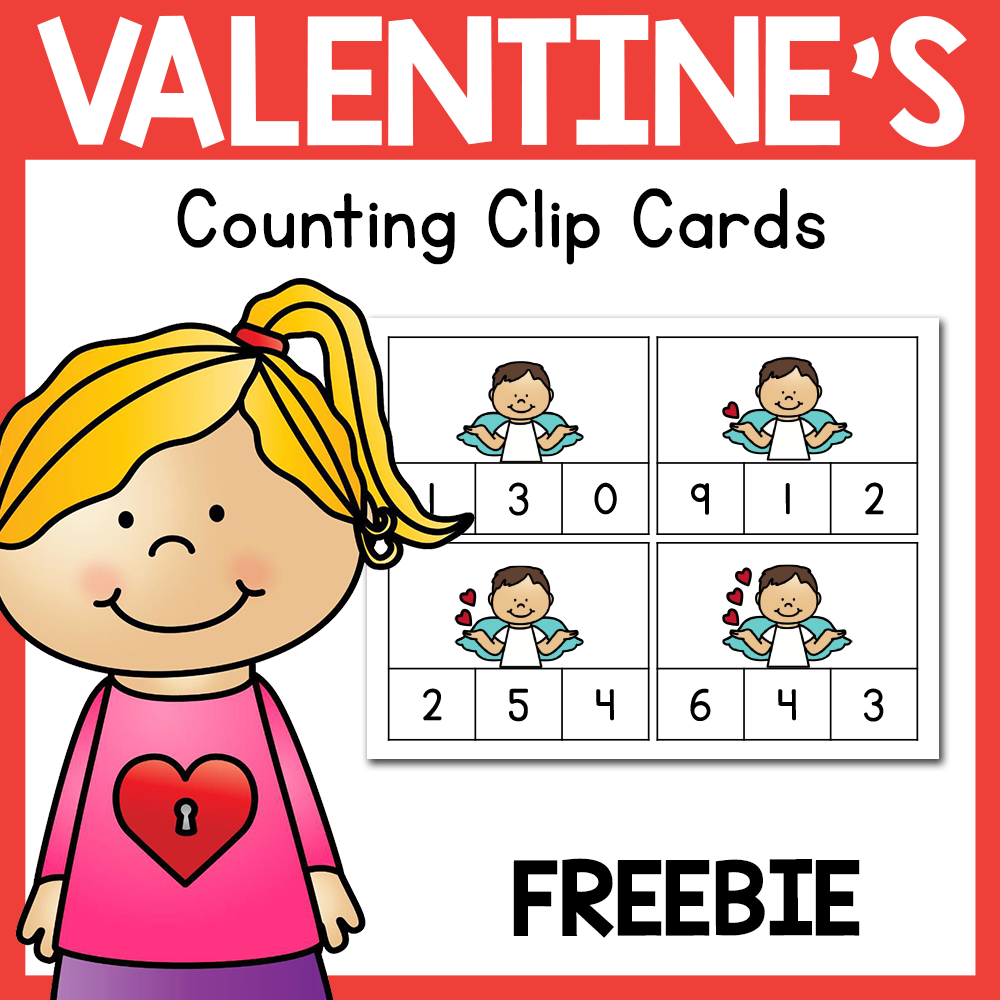 Free Valentine's Counting Clip Cards - Free Math Worksheet Printable
