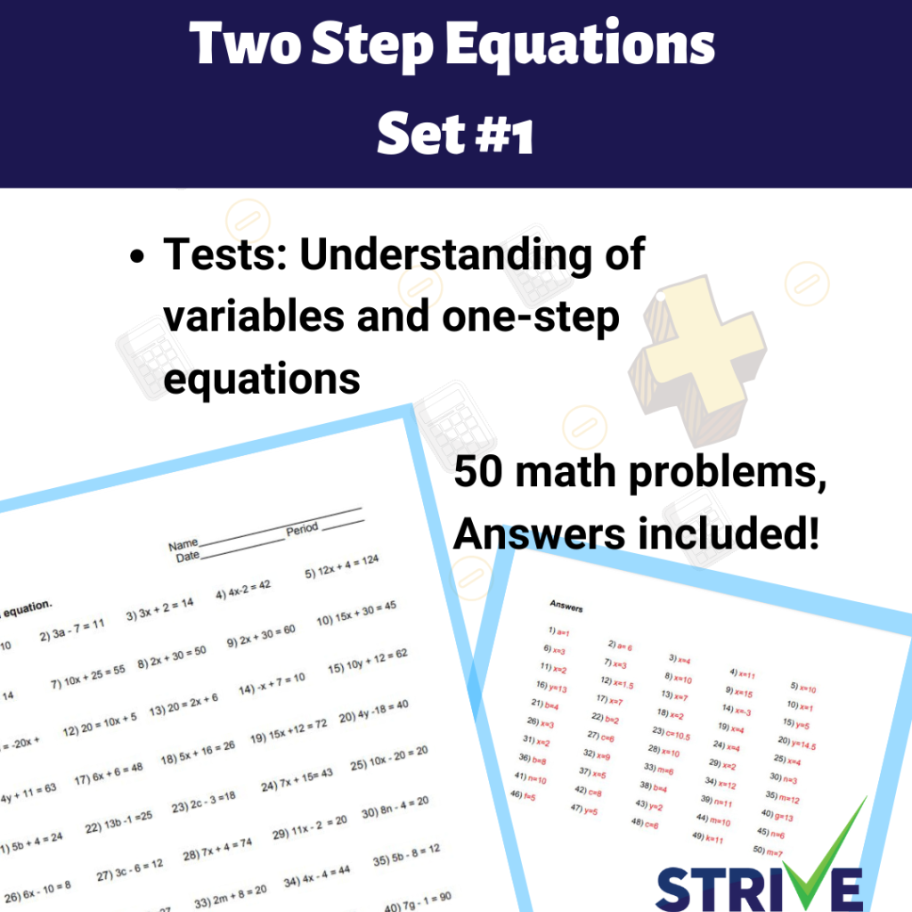 Two Step Equations - Set 1 | Made By Teachers