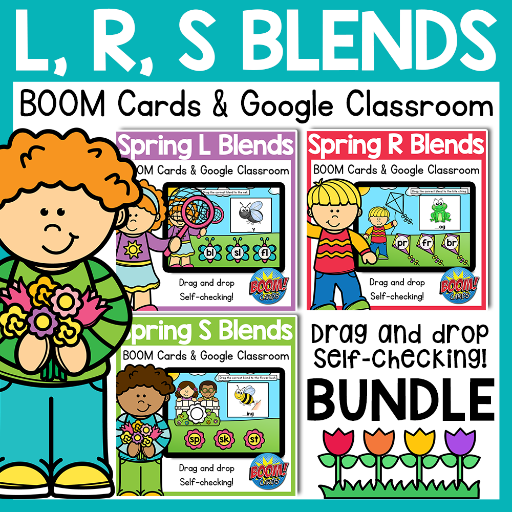 Google Classroom & BOOM Cards Blends BUNDLE | Spring Distance Learning