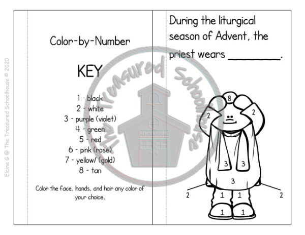 the colors that the priest wears color by number booklet in blank made by teachers